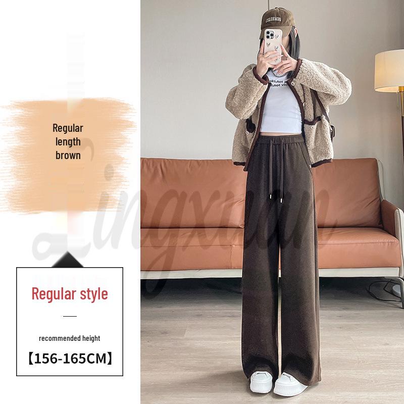 Осенне-зимняя коллекция 2026 года Off-White Женские повседневные брюки из кашемира с высокой талией, широкими штанинами и бархатом, в пол