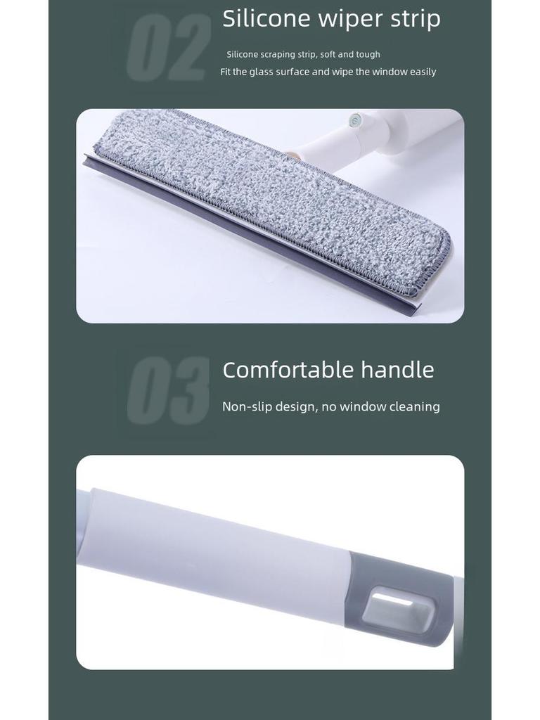 Double-Sided Window Cleaning Tool with Extendable Spray Scraper