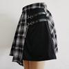 WTEMPO Брендовая уличная юбка Harajuku с пуговицами и открытой юбкой сбоку, женские сексуальные короткие мини-юбки, юбка Harajuku, готическая черно-белая клетчатая юбка