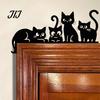 Interior Wall Decor Hanging Metal Cat Door Topper, Cute Cats Frame Decor, Black Art, Modern Abstract Silhouette Art Minimalist Home Decoration