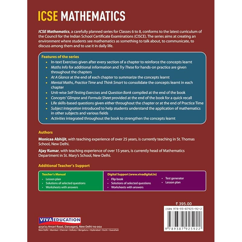 ICSE Mathematics 8, 2019 Ed. Reading books is a kind of enjoyment. Reading