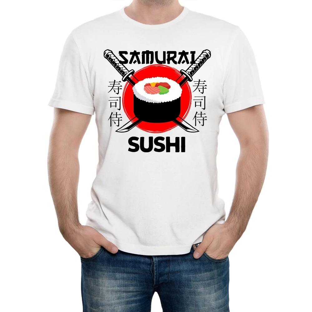 Samurai Sushi Японский Ресторан Мужская Футболка Любитель Суши Летняя Повседневная Футболка Мужская Повседневная С Круглым Вырезом Хлопок Короткий Рукав