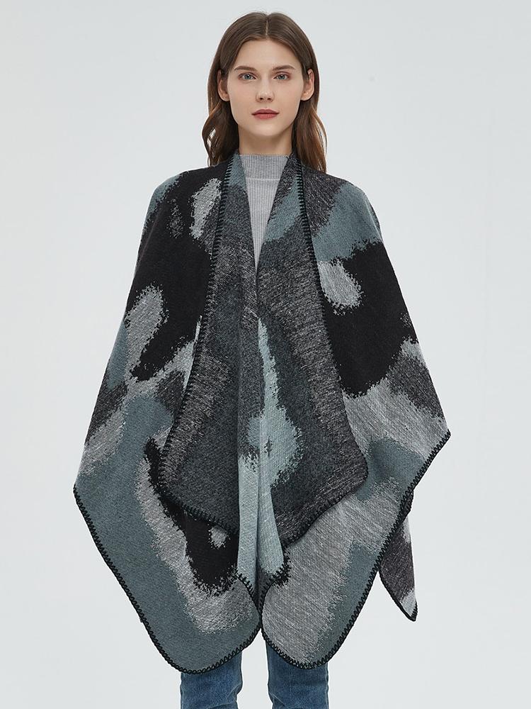 Женский шарф Многослойный пончо Элегантная леди С принтом Накидка Шаль Повседневный шарф Капа Для женщин Пашмина Вечеринка Выпускной Плащ Зимний Новый