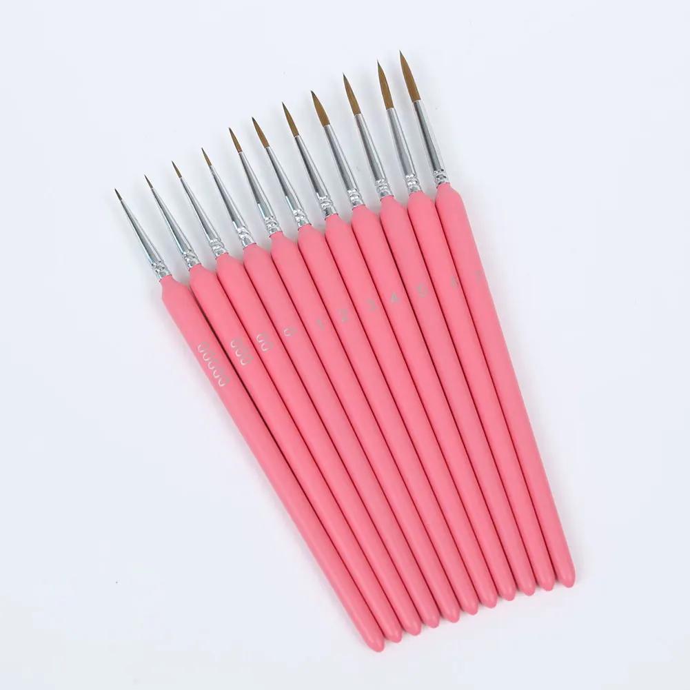 11 шт. Кисть-лайнер с крючком для акварельной и масляной живописи, экстратонкая, мягкий волчий волос, ручная кисть, гуашь, акрил, нейл-арт, рисование