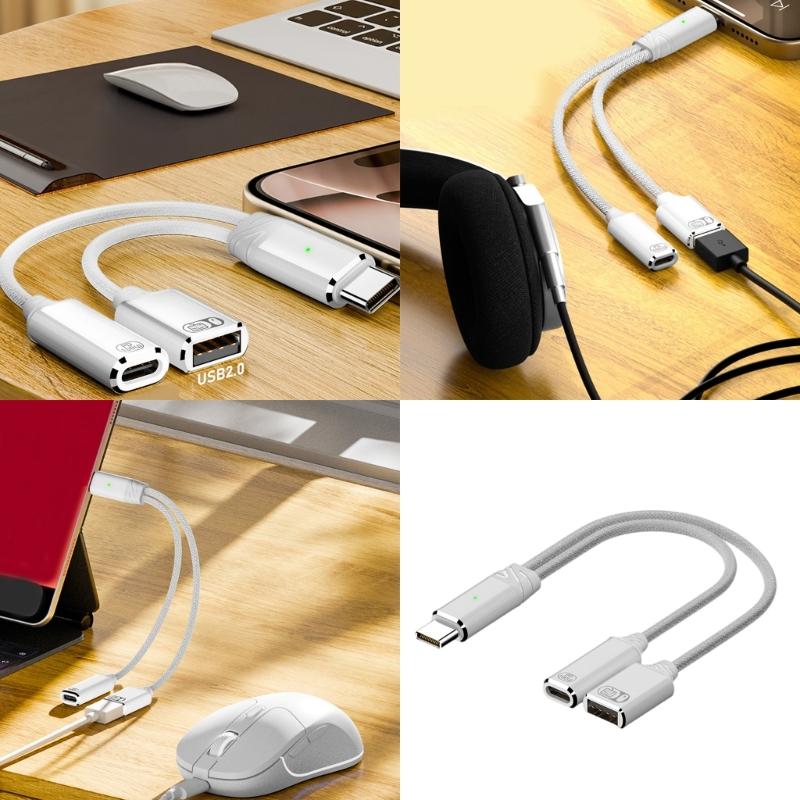 USB C Разветвитель Type C Двойной Штекер 100 Вт Адаптер Быстрой Зарядки Кабель-Разветвитель Type C Штекер на Двойной Разъем для Телефона