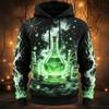 Men's Halloween Pumpkin Crow Witch Hat Pentagram Magic Full Print Hoodie Drawstring Pocket Holiday Party Pullover Sweatshirt