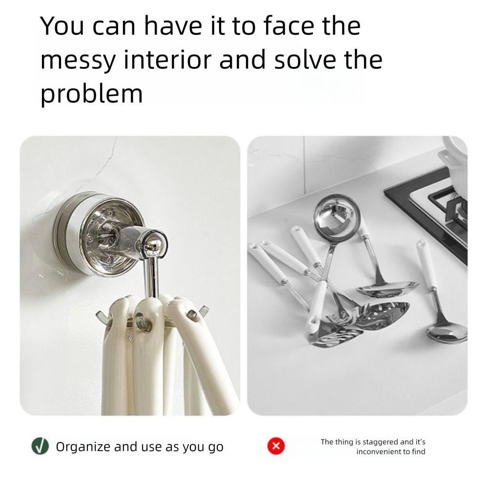 Wall Mounted Six-claw Rotating Hook Powerful Suction Cup Hook Kitchen Utensil Holder For Home