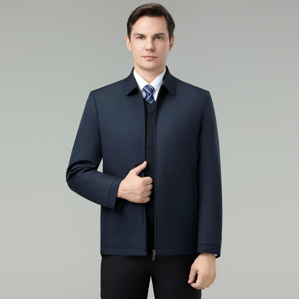 Men's Winter Lapel Cotton Jacket - Thickened Warm Coat for Mid-aged & Elderly