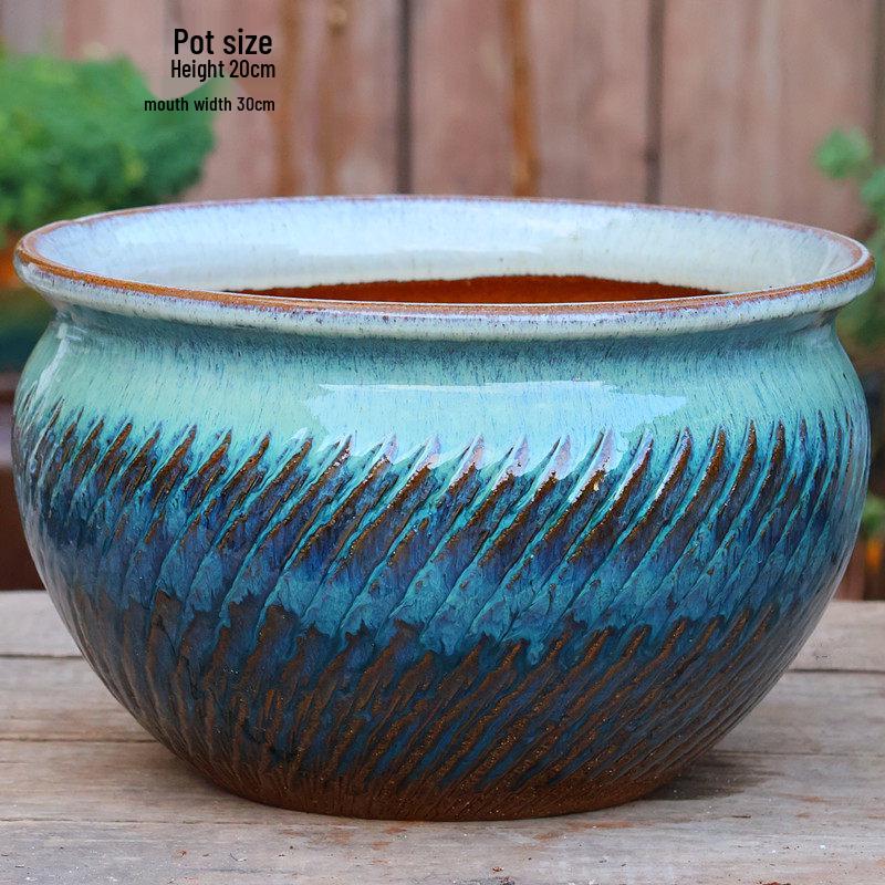 Extra Large Ceramic Bonsai Pot with Wide Caliber, Coarse Pottery for Succulents and Bougainvillea.