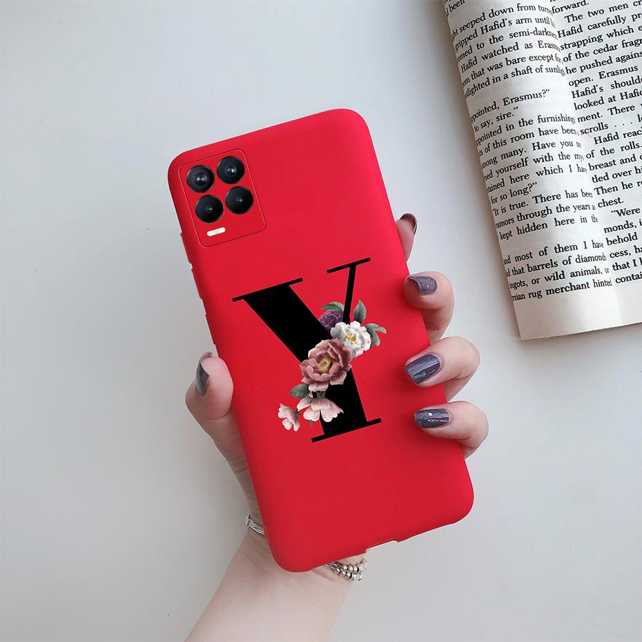 For Realme 8 Pro Case Silicon Soft Letter Monogram Flowers Phone back cover For Oppo Realme8 4G RMX3085 Realme 8 Pro Bumper Case