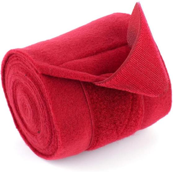 Horse Polo Wraps 2.5m Soft Fleece Polo Wraps Equestrian Leg Bandage Wrap Set of 4 Packs (Red - 2.5m)