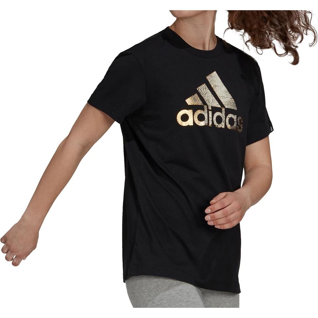 adidas BoS Metallic Skin-Friendly Soft Comfortable Short Sleeve T Shirt Women Tops Black FM9447