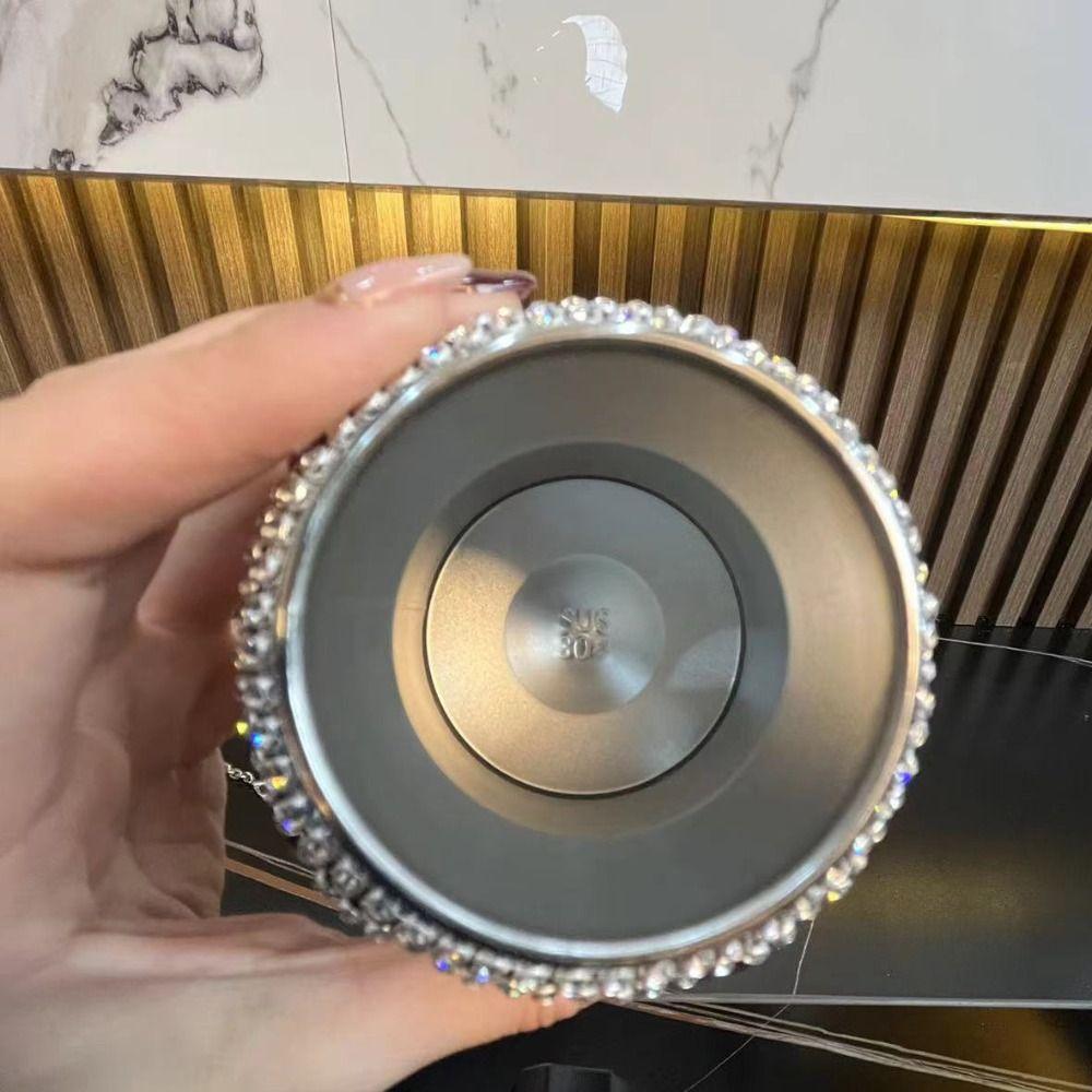 Leak-Proof Rhinestone Thermos Cup 300ml Sparkling Vacuum Flasks Insulated Water Bottle Office