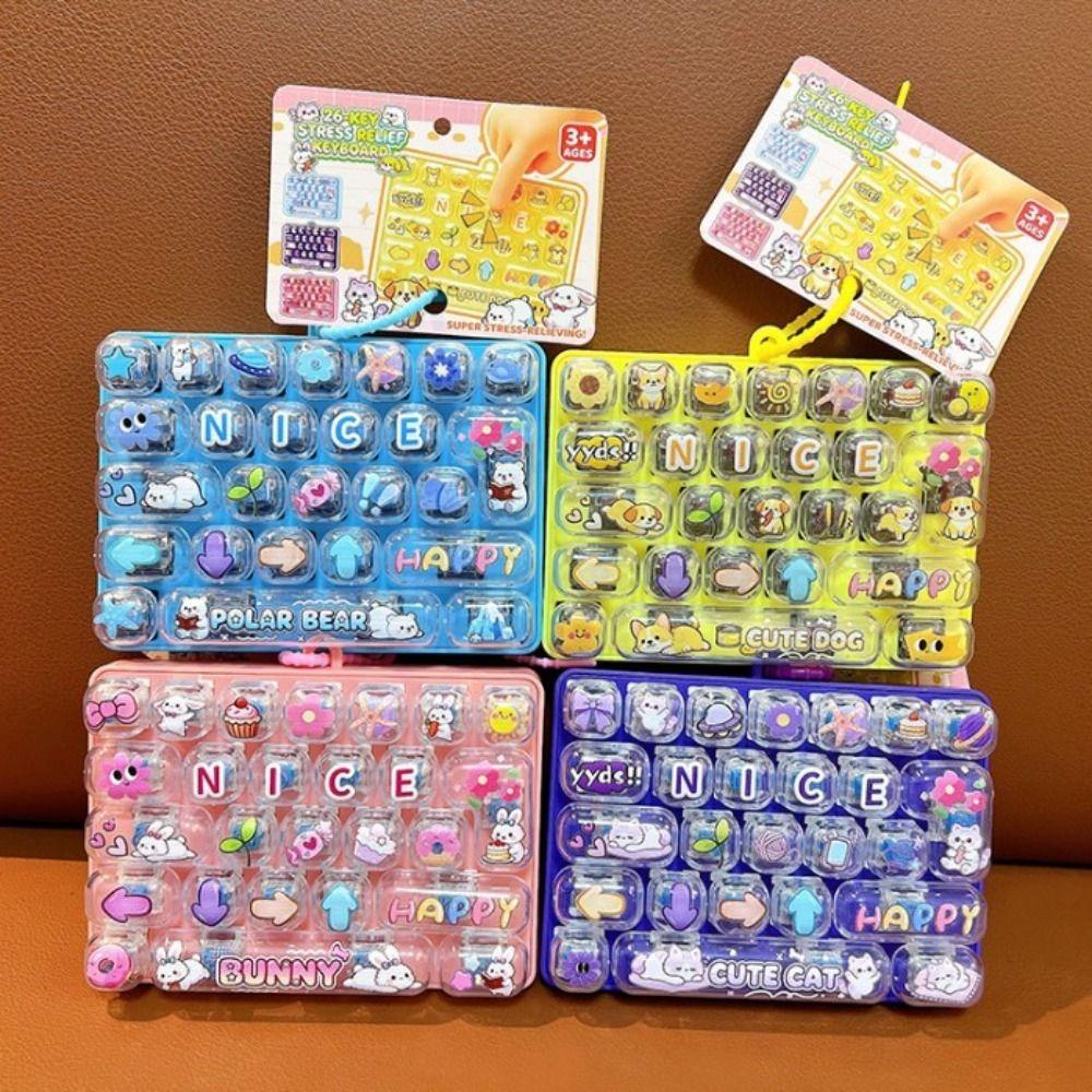 Decompression Button Fidget Keyboard Keychain 26-Key Mechanical Keyboard Toy Party Favor Gift