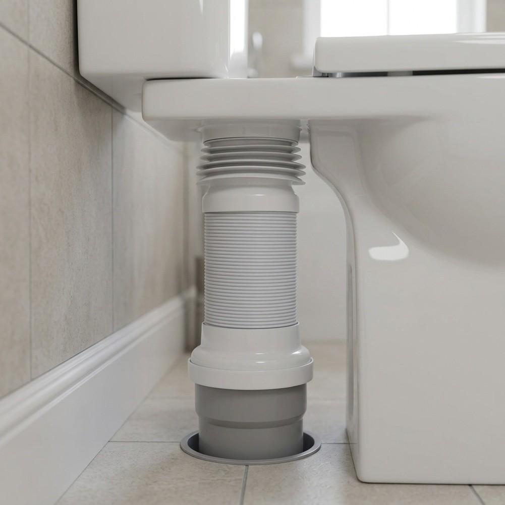 Reinforced Plastic Core with Elastic Rubber Sections Toilet Drain Pipe Connector for Stable Positioning and Leak Prevention