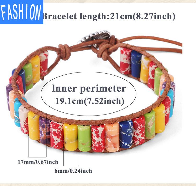6 мм Императорский кристалл цилиндрический бисер кожаный веревочный браслет богемный Радужный камень браслеты из бисера для женщин