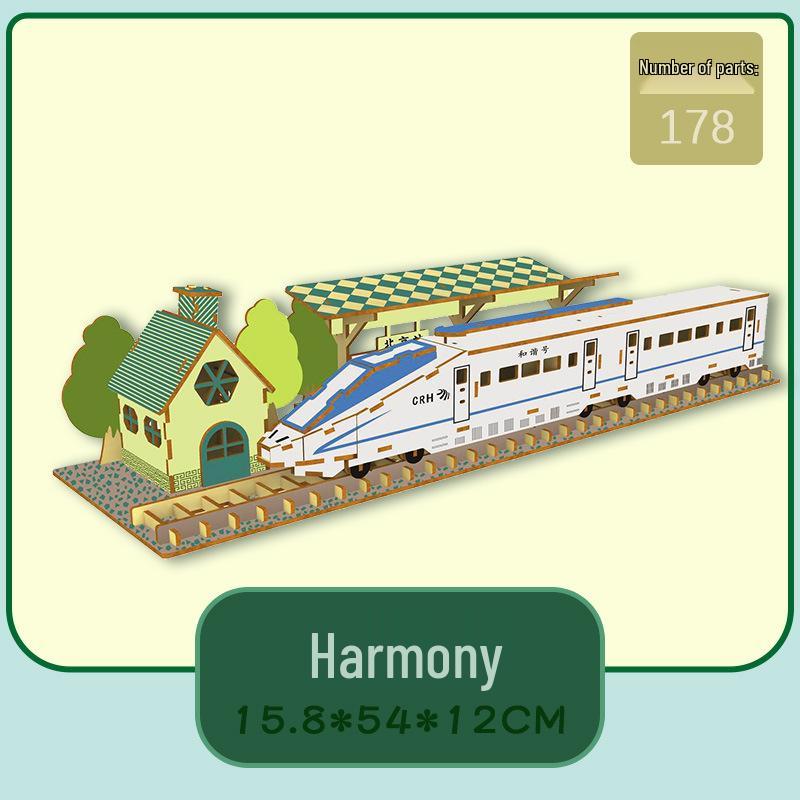 European Wooden Camper Van Jigsaw Puzzle - 3D DIY Assembly Car Model for Children