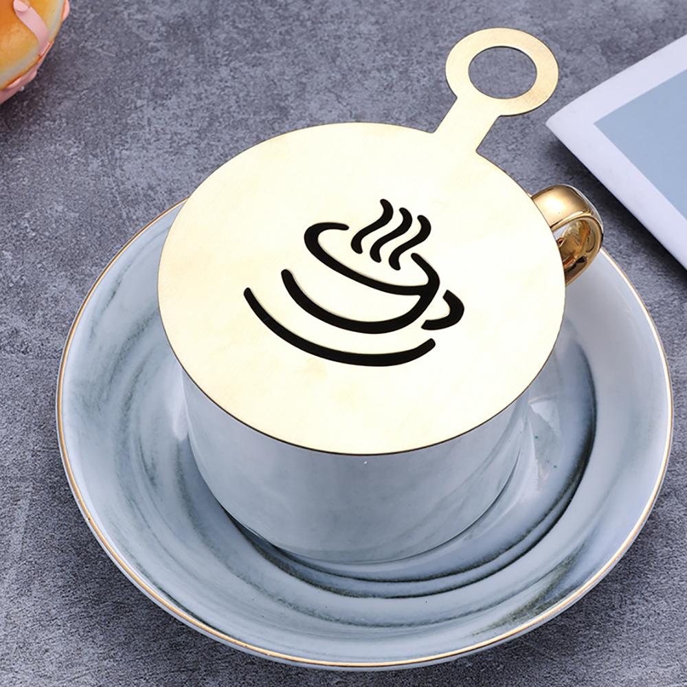 Stainless Steel Coffee Stencil for Latte Cappuccino Decoration Template Cake Powder Mold for Baking Barista Tools 1 Set/4pcs