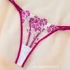 Sexy lace mesh erotic underwear set female transparent flower embroidery pure desire wind bra thong two-piece set