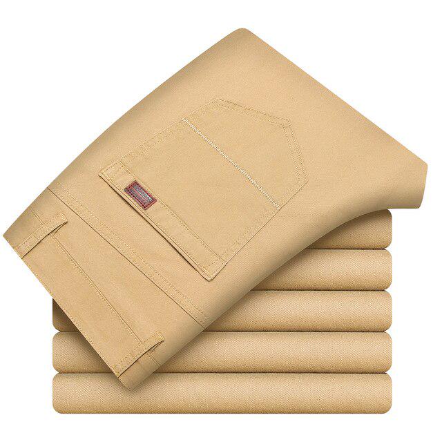 Мужские повседневные брюки цвета хаки больших размеров, деловые хлопковые брюки из саржи, мужские брендовые брюки