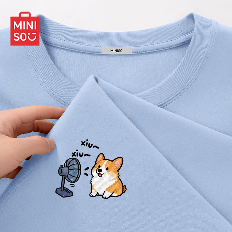 MINISO Мужская повседневная футболка с коротким рукавом из чистого хлопка