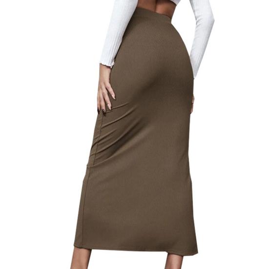 Женская юбка-полубоди с высокой талией, облегающая юбка с разрезом по низу, однотонная юбка для работы, повседневной носки, свиданий