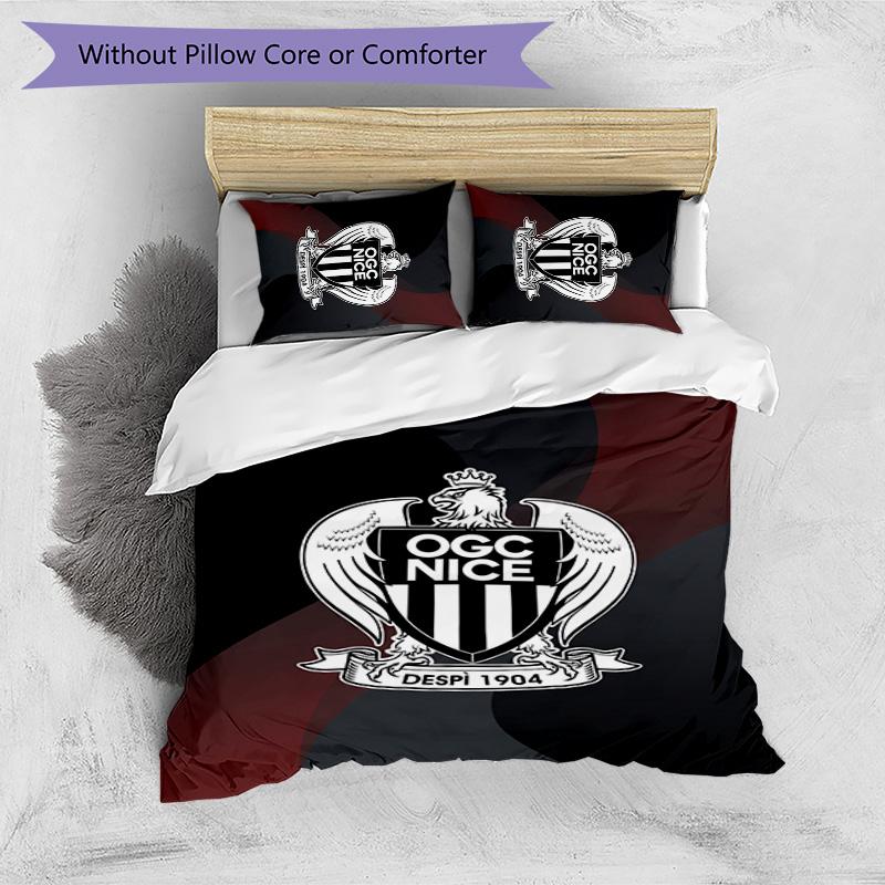 OGC Nice FC Printed 3PCS Bedding Set Breathable Duvet Cover with Pillowcases Decorative Bed Linen for Bedroom Home