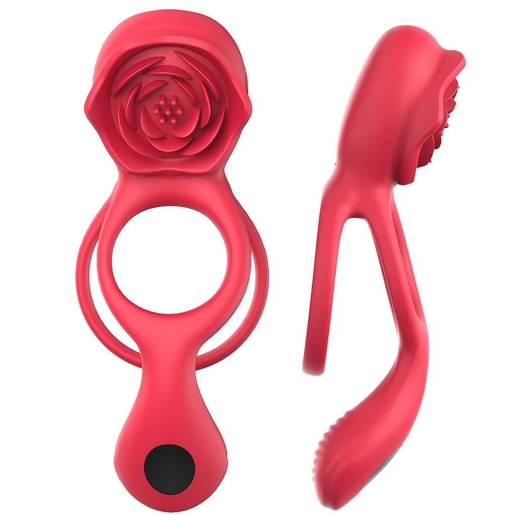 Вибрирующее кольцо для пениса Rose Клиторальный стимулятор Массажер для яичек 9 режимов вибрации Пары Взрослые секс-игрушки Мужчины Женщины