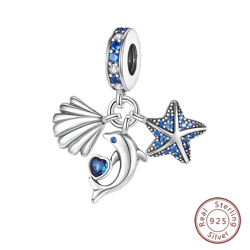 Copper Blue Ocean Ship Lighthouse Starfish Turtle Dolphin Charms Pendants Fit Bracelets Diy Jewelry Gifts