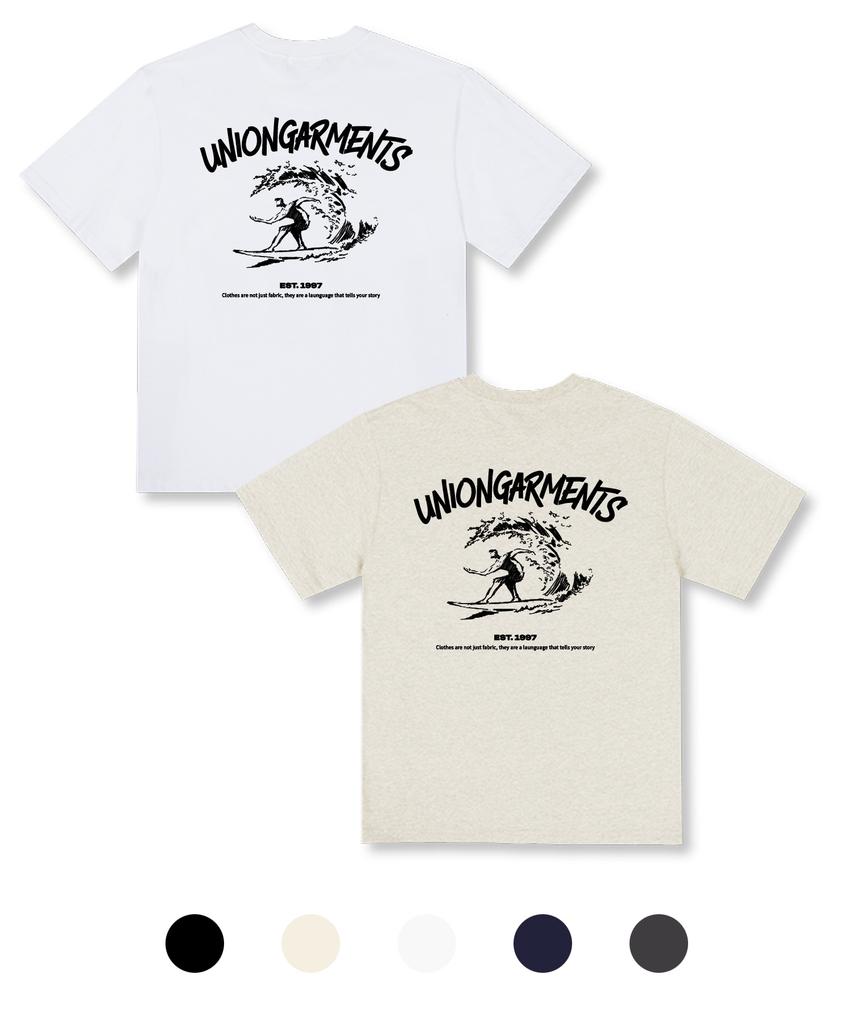 UNION GARMENTS Футболка оверсайз с коротким рукавом 'Волна для серфинга' 5 цветов