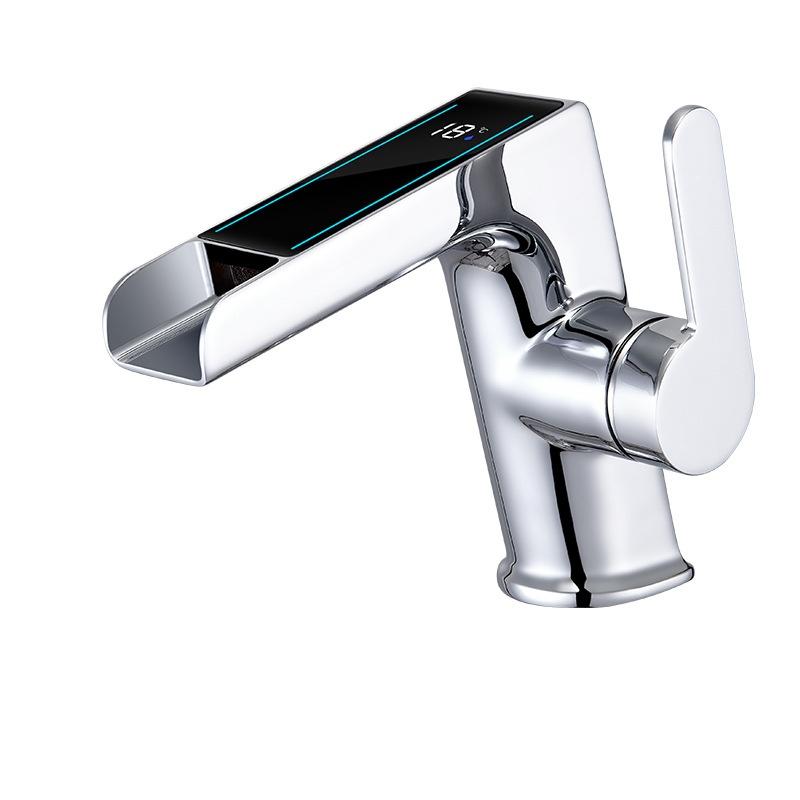 LED Bathroom Basin Faucet Hot and Cold Crane Brass Digital Display Sink Mixer Single Lever Sink Faucet Water Faucet Crane