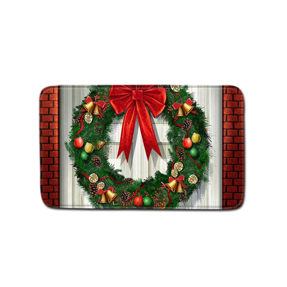Christmas Bathroom Shower Curtain Toilet Floor Mat Four-Piece Bathroom Non-Slip Door Mat Kitchen Bedroom Absorbent Carpet