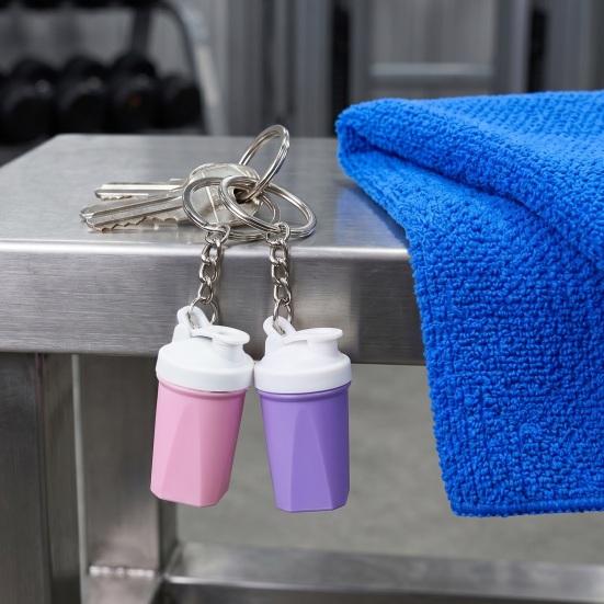 Shaker Cup Keychain Portable 3D Printed Workout Keychain with Metal Ring Bags Gym Backpack Pendant Mini Fitness