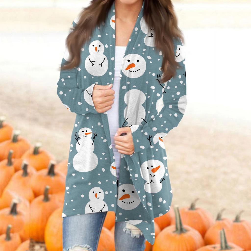 Женский осенний кардиган, женский кардиган с длинным рукавом и принтом спереди, легкая модная повседневная куртка