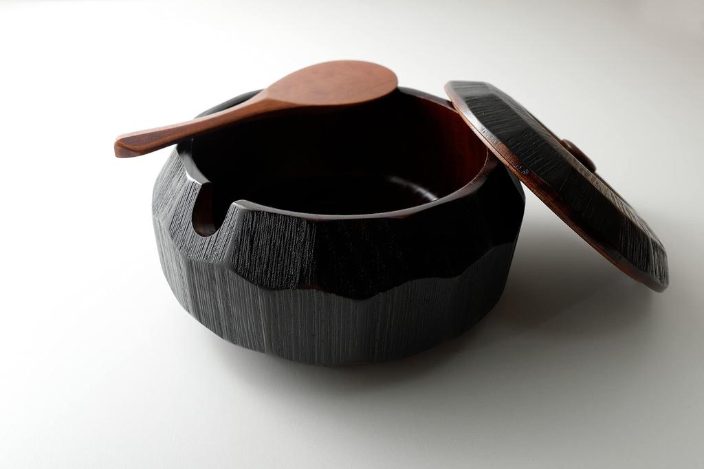 Osaka Choseido Wooden Rice Container with Rice Serves Go Spoon, 2-3 People, Approx. 1.5 (1.5 Cups)