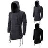 Men's Autumn And Winter Trend Solid Color Dark Long Hooded Loose Punk Coats