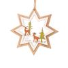 Colorful 2D/3D Christmas Wooden Ornaments Pentagram Snowflake Merry Christmas Wooden Pendant Snowman Hollow New Year