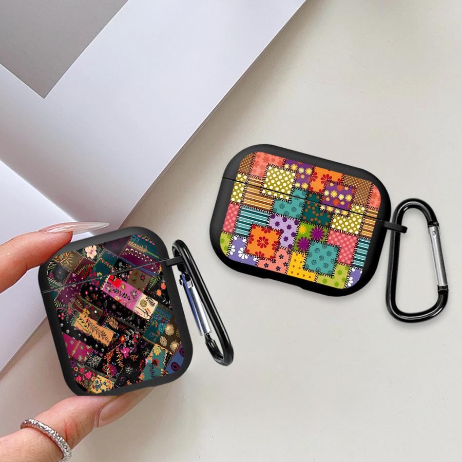 Чехол-обложка с разноцветным пэчворк узором для наушников Airpods 2 4 Pro3 1 Pro Pro2 3