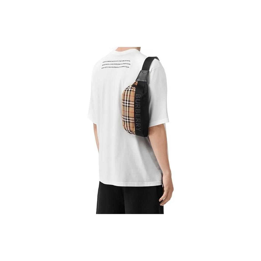 Burberry Сумка через плечо, на пояс, унисекс, средний размер, из телячьей кожи с принтом Monogram и полиамида, цвет бежевый