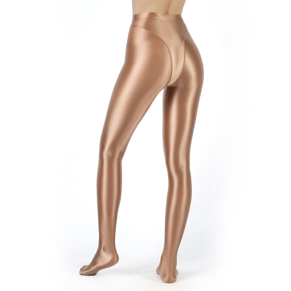 Womens Metallic Fake Two-Piece Tights High Waist Yoga Fitness Leggings
