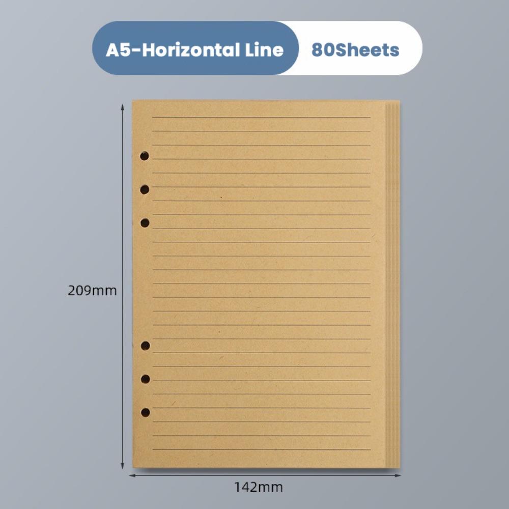 80Sheets A5/A6/A7 Notebook Refill Paper Kraft Paper 6-hole Binder Inner Page Students