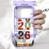 Модный новогодний чехол для телефона 2026 для iPhone 17 Pro Max 16 15 14 13 12 11 XS 8 7Plus Календарь Розовый Фиолетовый Прозрачный Жесткий Чехол Fundas