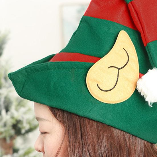 Полосатая шляпа эльфа с ушками, острый белый помпон, маскарадная вечеринка, аксессуар для косплея, нетканый материал, шляпа ведьмы для взрослых, товары для Хэллоуина