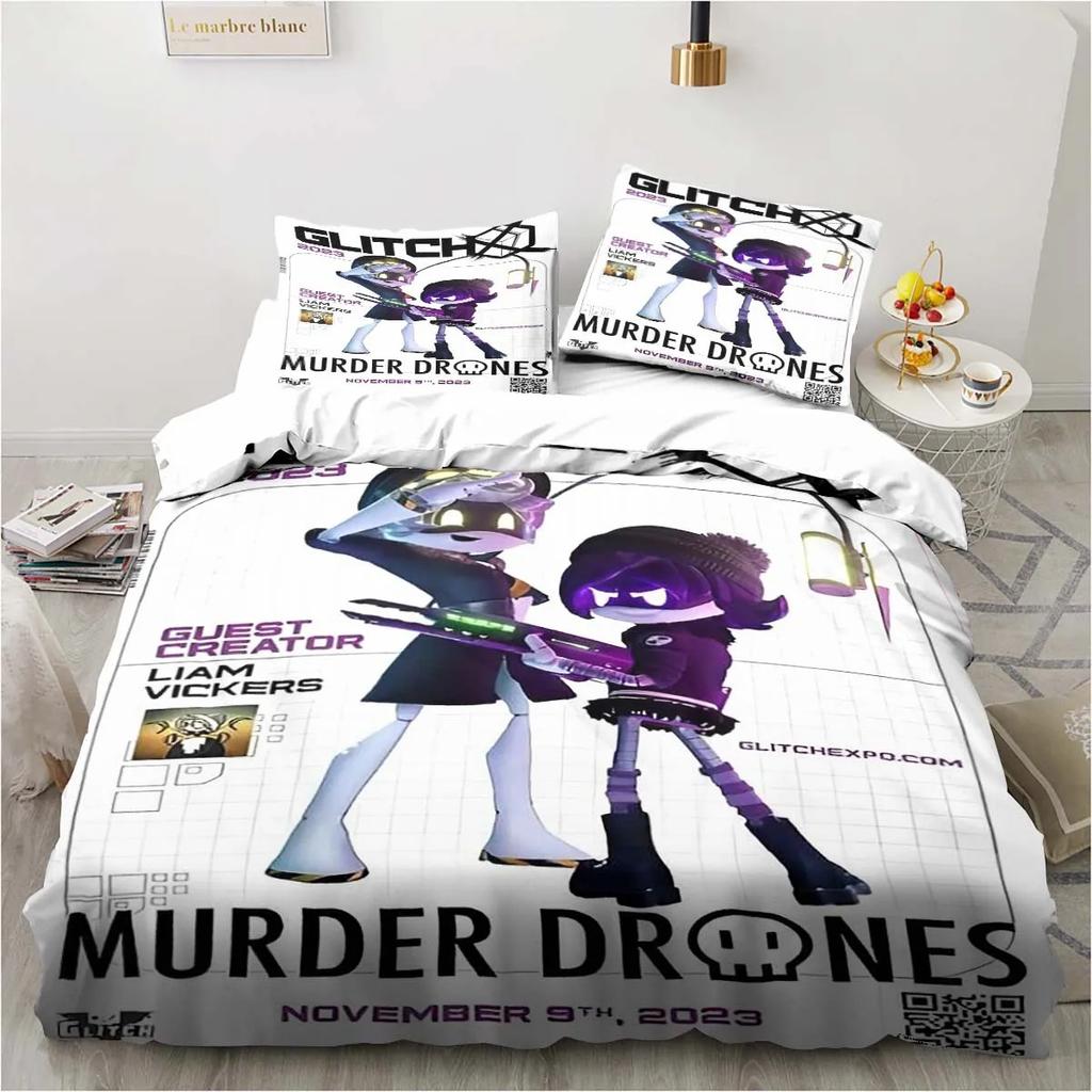 Cartoon Murder Drones Duvet Cover Pillowcase Bedding Set Adult Boy Girl Bedroom Decoration Children Single Double Large Size
