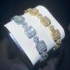 13mm Square Zircon Inlaid Hip Hop Bracelet - European & American Style for Men