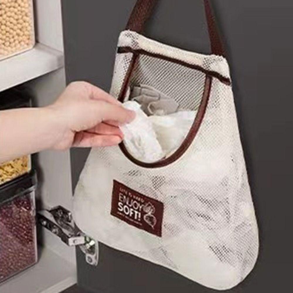 Hollow Vegetable Storage Bag Widen Handle Kitchen Mesh Bag New Underwear Socks Hanging Bag  Home