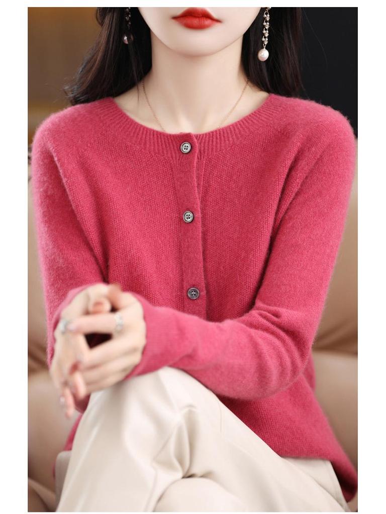 Женский кардиган из 100% шерсти однотонный - Осенняя коллекция
