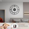 Large World Map Wall Clock, Metal Minimalist Modern Clock, Round Silent Non-Ticking Battery Operated Wall Clocks for Living Room/Home