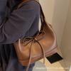 Versatile Bow Underarm Big Bag Women's 2025 New Fashion Oil Wax Leather Commuter Bag Retro Texture Tote Bag