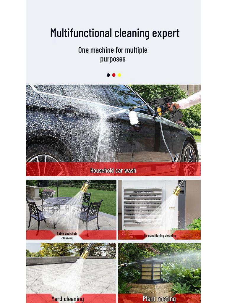 Беспроводная портативная мойка высокого давления для автомобиля - Инструмент для чистки с литий-ионным аккумулятором
